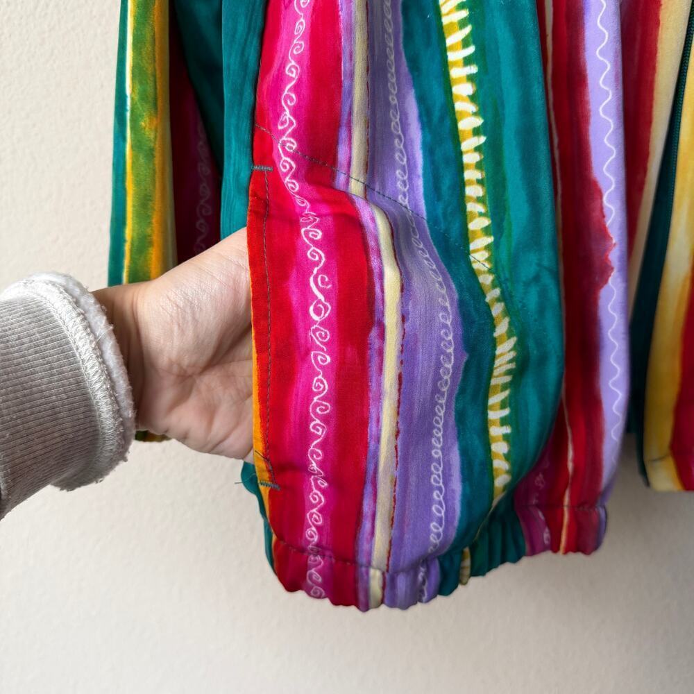 Vintage BonWorth Colorful Stripe Zip Front Bomber Jacket - Picture 5 of 6
